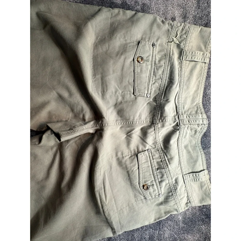 Cabelas Womens 12 Olive Green Cotton Nylon Utility Pants Embroidered L77PT075-15